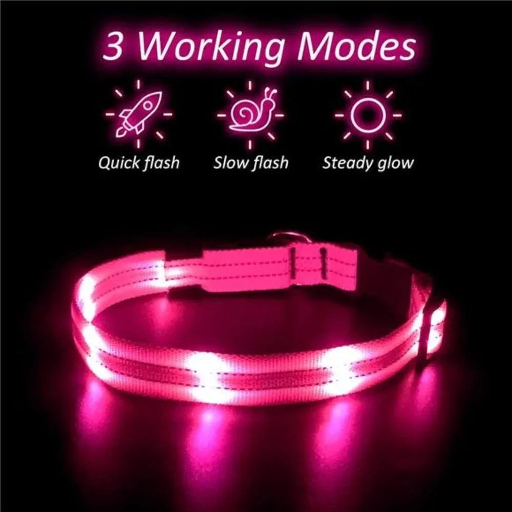 Led Dog Collar, Rechargeable Light Up Collar Waterproof, Pink